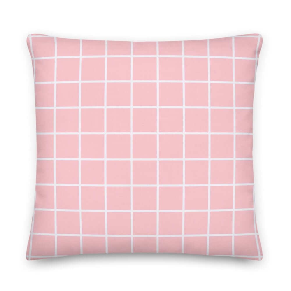 White Small Grid on Pink Decorative Throw Pillow Cushion, Pillow, $ 64.50, A Moment Of Now™