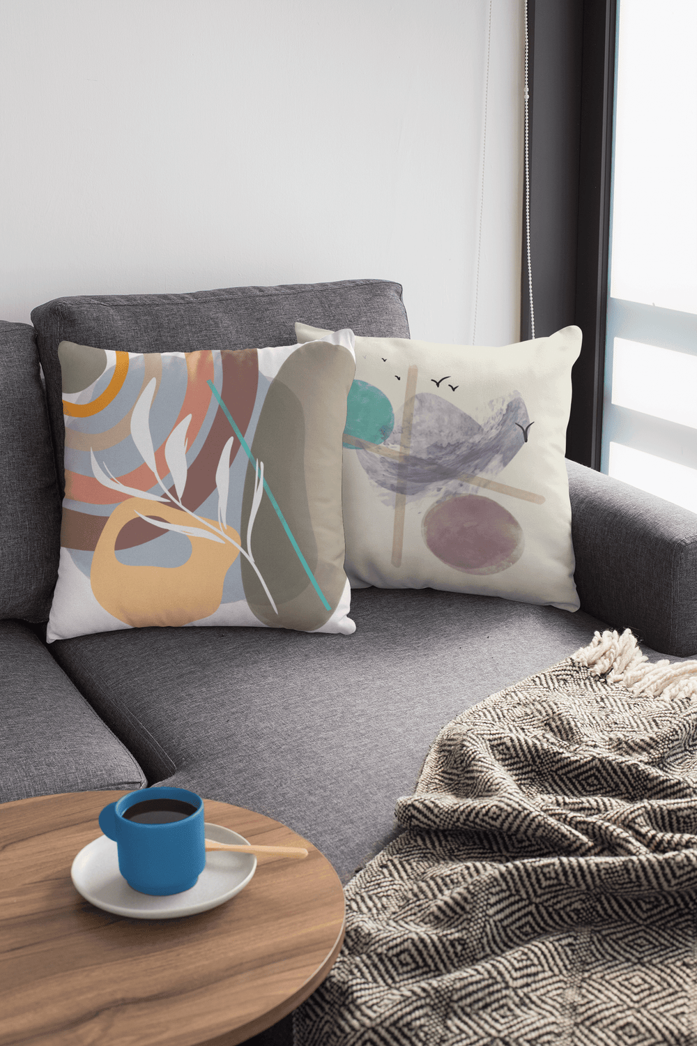 Whitney From an Island Abstract Shape & Lines Art Bohemian Style Premium Decorative Throw Pillow Cushion, Pillow, $ 64.50, A Moment Of Now™