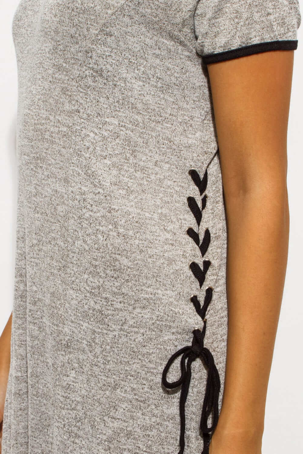 Grey Short Sleeve Lace-Up Knit Top Tunic | Casual Layering Fashion, Tops, $ 10.95, A Moment Of Now™
