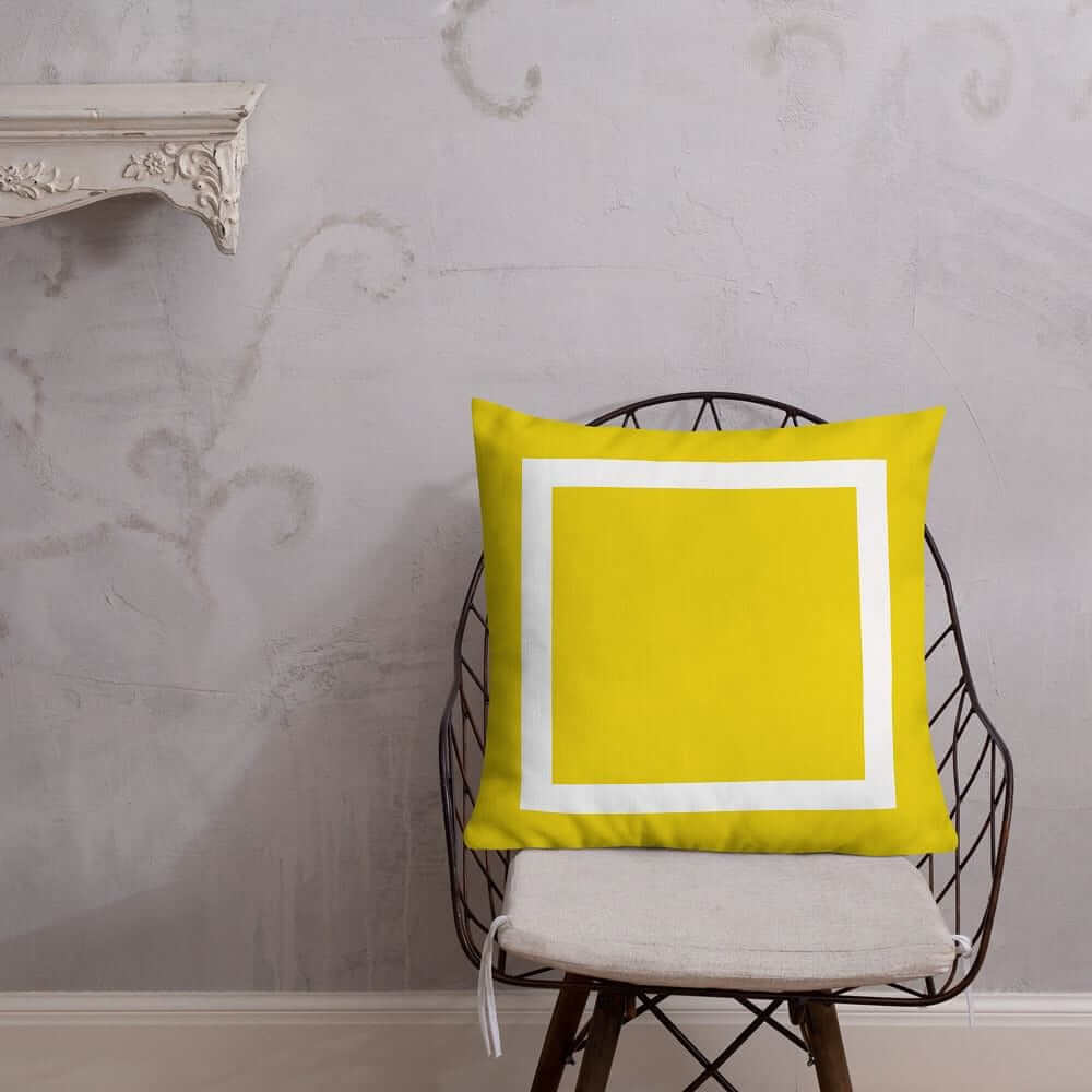 Yellow Cushion with White Border Decorative Accent Throw Pillow Cushion, Throw Pillows, $ 49.50, A Moment Of Now™