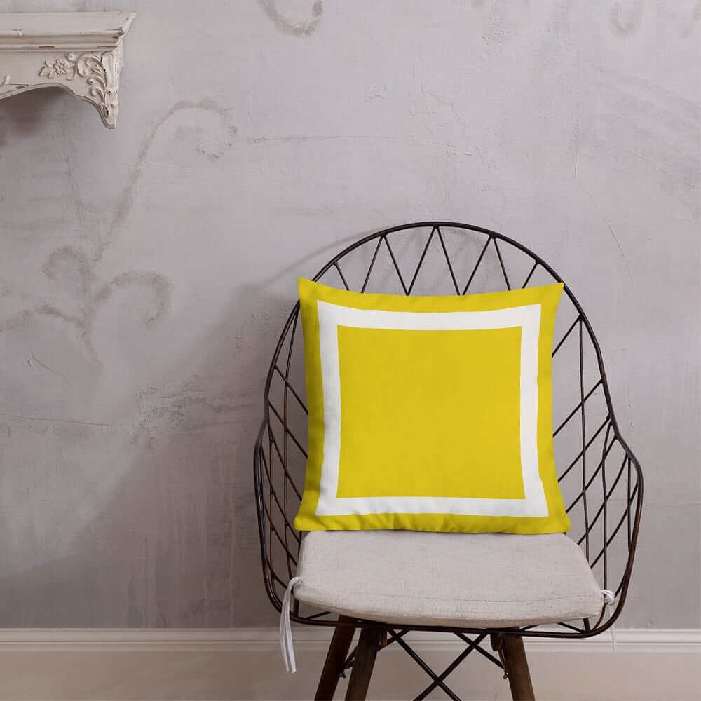Yellow Cushion with White Border Decorative Accent Throw Pillow Cushion, Throw Pillows, $ 49.50, A Moment Of Now™