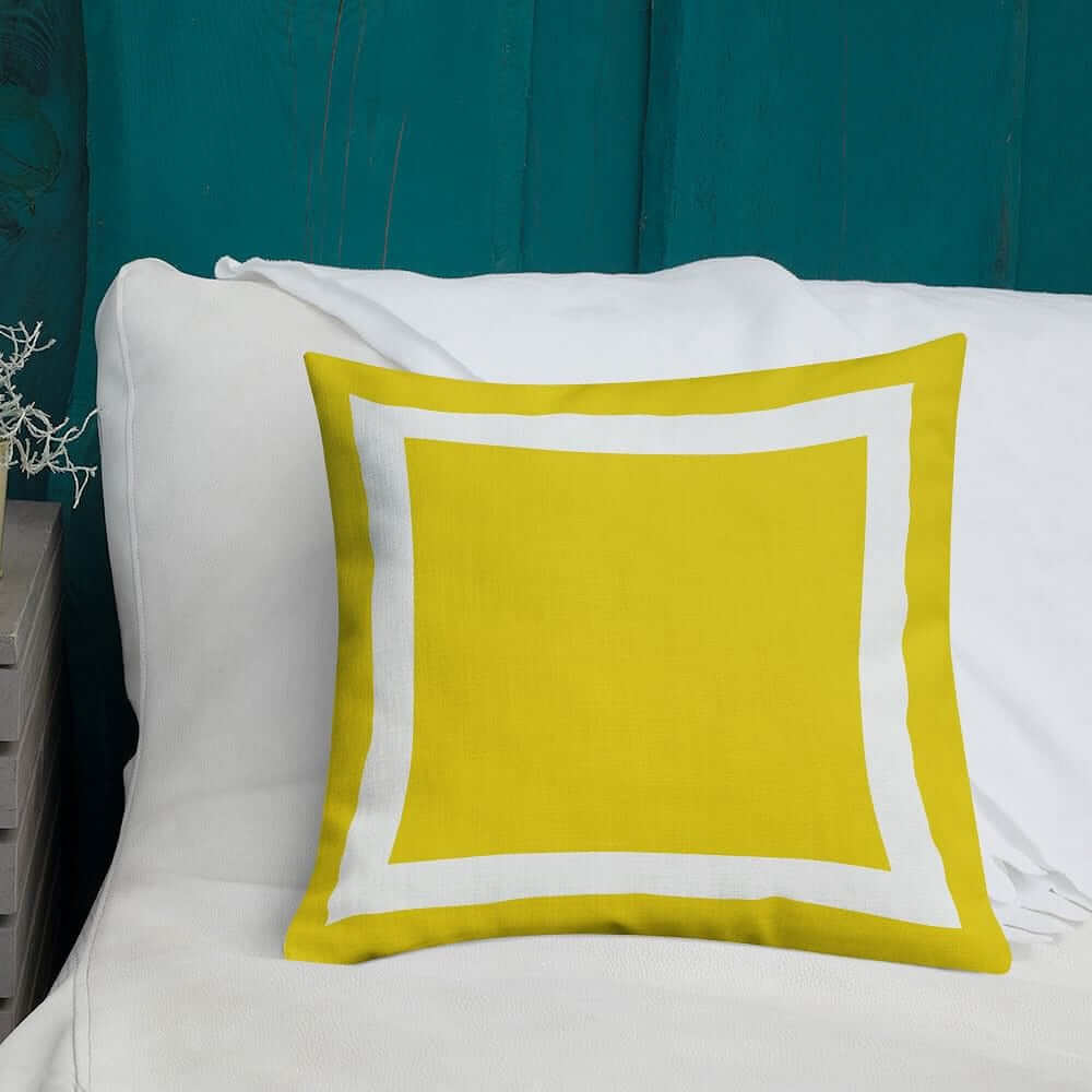Yellow Cushion with White Border Decorative Accent Throw Pillow Cushion, Throw Pillows, $ 49.50, A Moment Of Now™