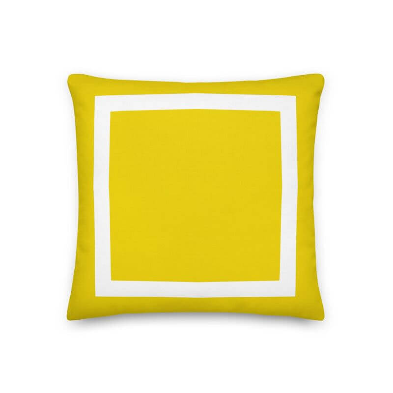 Yellow Cushion with White Border Decorative Accent Throw Pillow Cushion, Throw Pillows, $ 49.50, A Moment Of Now™