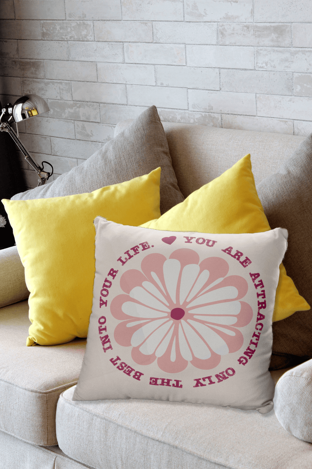 You Are Attracting Only The Best Into Your Life Inspirational Quote Law Of Attraction Lifestyle Premium Decorative Throw Pillow Cushion, Pillow, $ 64.50, A Moment Of Now™
