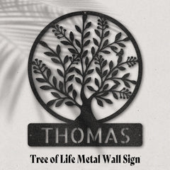 Shop Personalized Name On Tree Of Life Monogram Metal Sign | Custom Tree Life Wall Decor | Tree Life Metal Wall Art, Metal Sign, USA Boutique