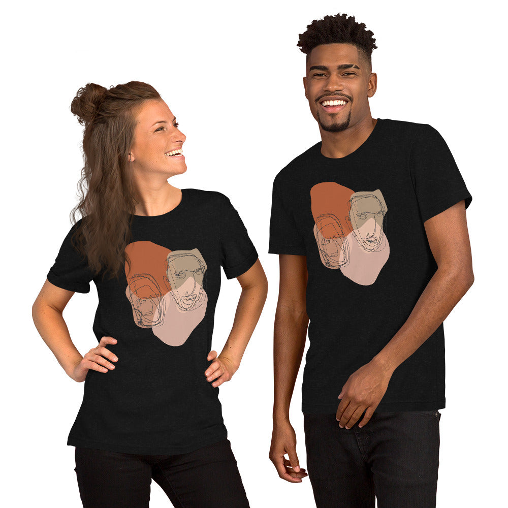 Shop Multiple Faces Abstract Drawing Line Art Unisex T-shirt Tee, T-shirts, USA Boutique