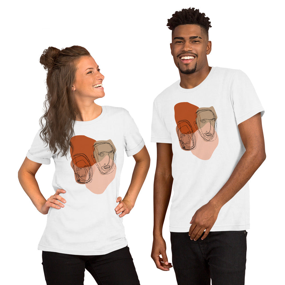 Shop Multiple Faces Abstract Drawing Line Art Unisex T-shirt Tee, T-shirts, USA Boutique