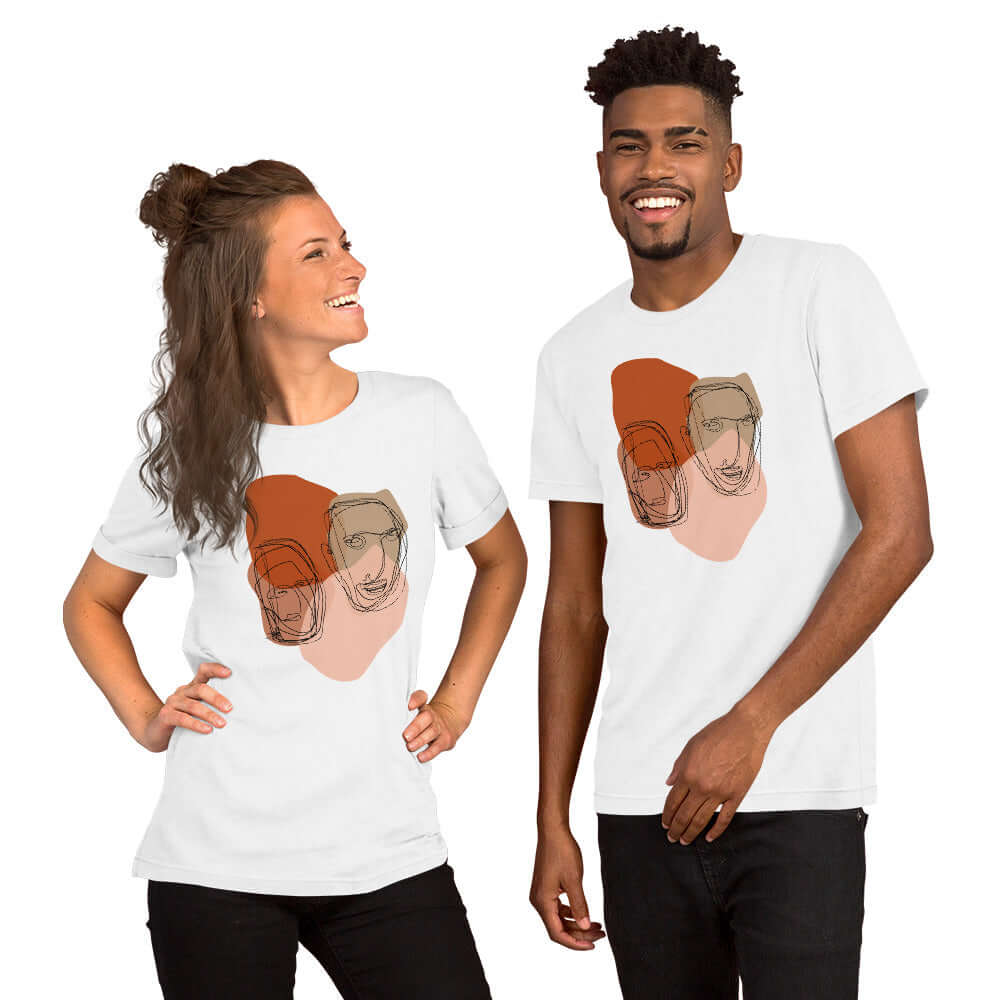 Multiple Faces Abstract Drawing Line Art Unisex T-shirt Tee, T-shirts, $ 44.50, A Moment Of Now™