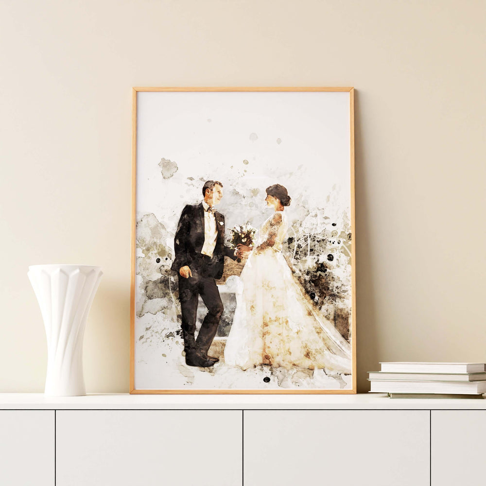 Custom Digital Watercolor Wedding Portrait | Watercolor Portrait | Custom Wedding Engagement Anniversary Gift, Custom Portraits, $ 20.00, A Moment Of Now™
