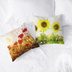 Shop Watercolor Poppy Poppies Boho Floral Decorative Throw Pillow Cushion , Throw Pillows, USA Boutique