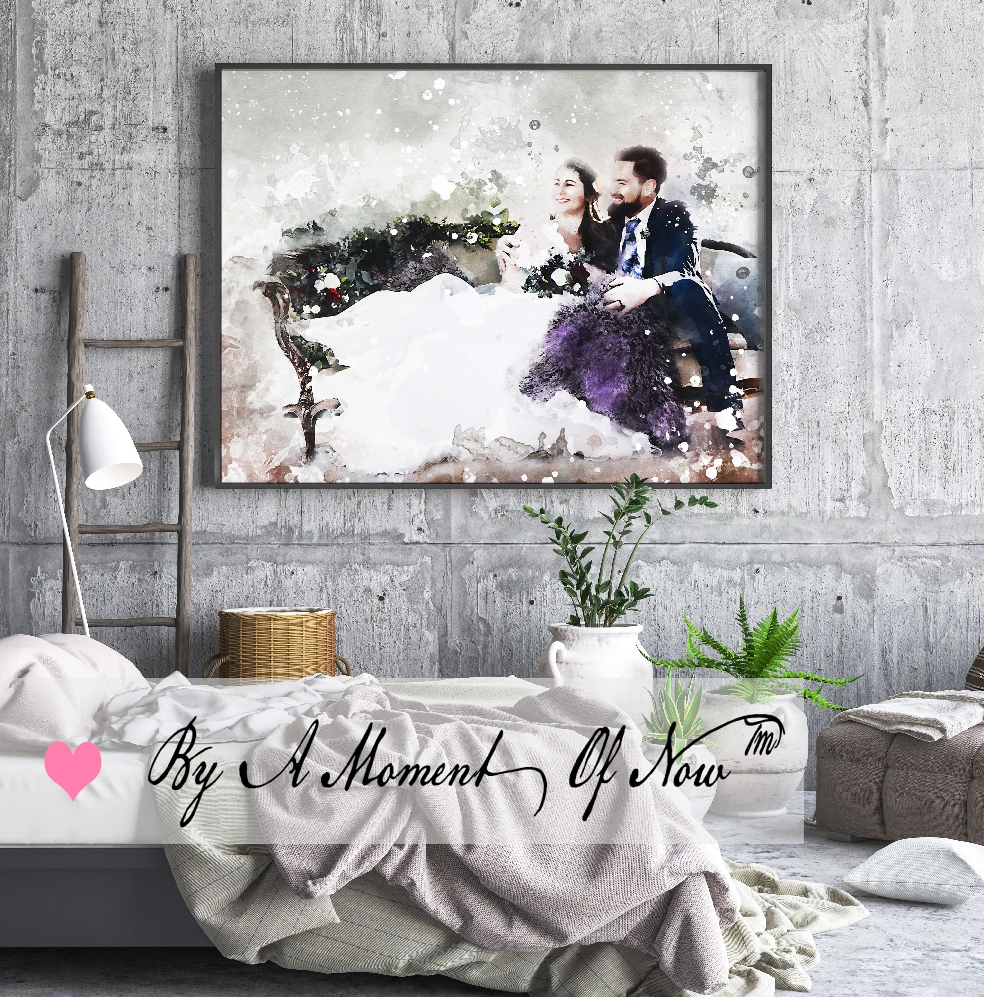 Shop Watercolor Portrait Personalized Wedding Engagement Anniversary Gift, Custom Portraits, USA Boutique