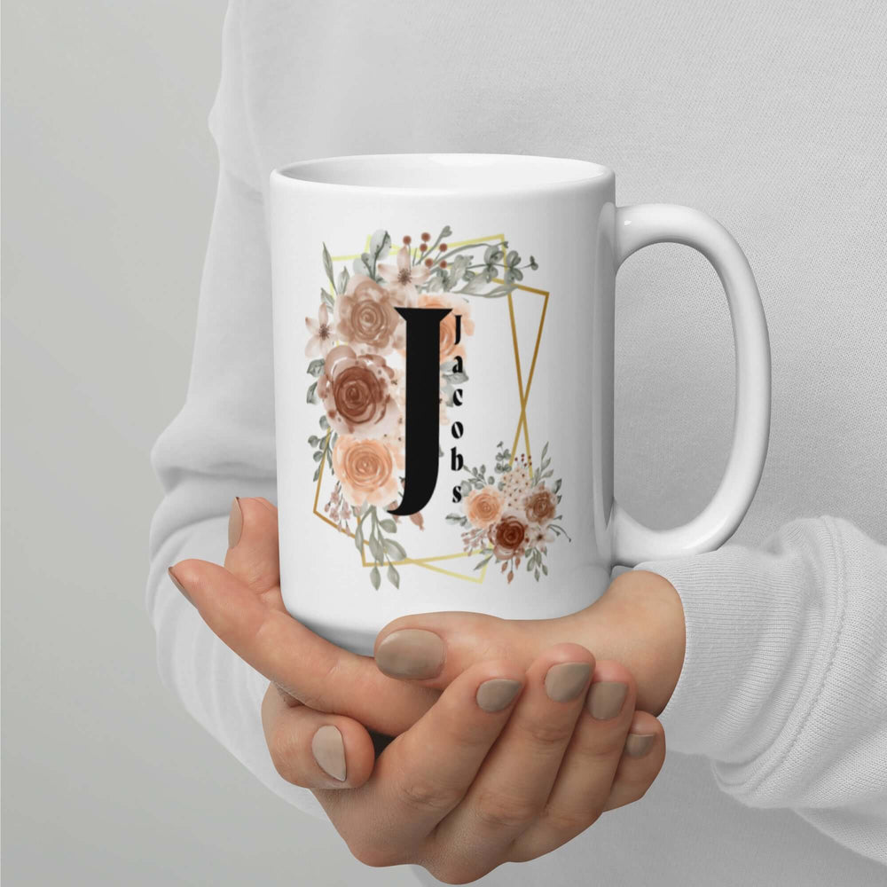 Personalized Custom Initial Letter & Name Monogram Watercolor Floral Design Coffee Mug Cup, Mugs, $ 25.00, A Moment Of Now™
